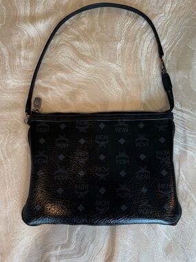MCM Black Monogram Leather Shoulder Bag